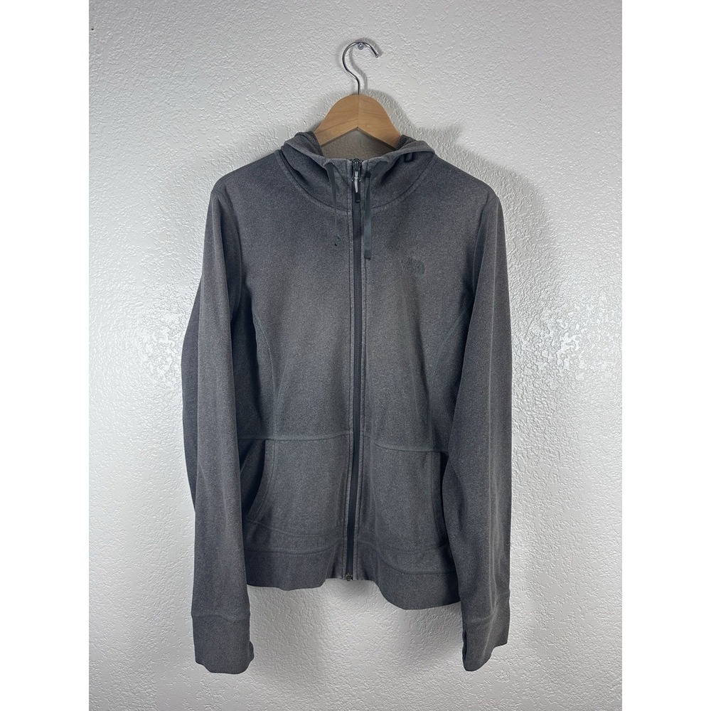 The North Face Fleece Jacket Women's Large Gray Hooded Full Zip Light Weight